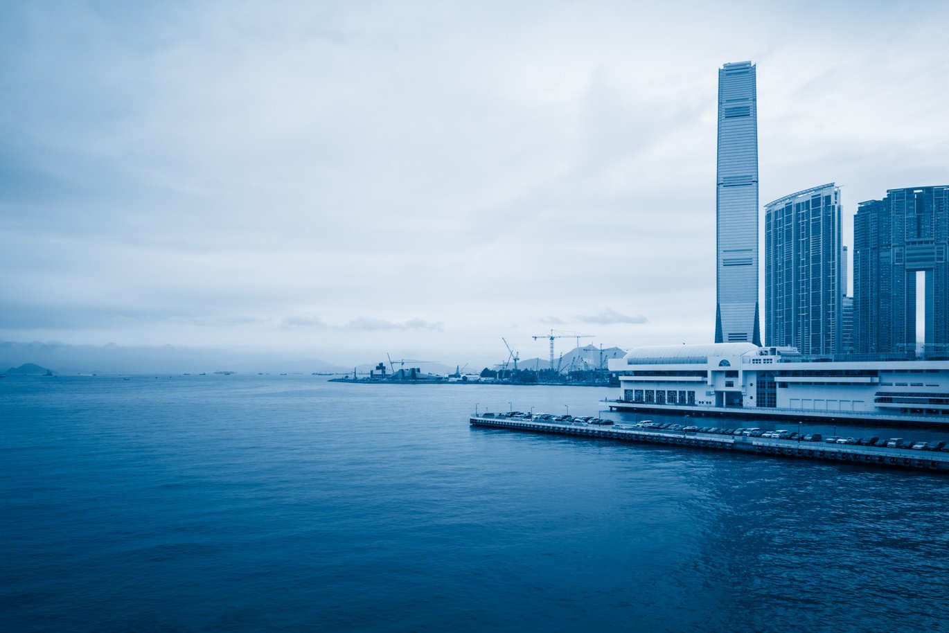 cruise terminal with the International Commerce Centre on background