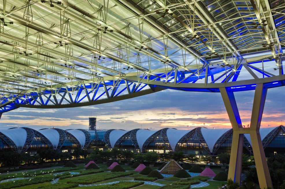 Suvarnabhumi Airport at night , bangkok,Thailand