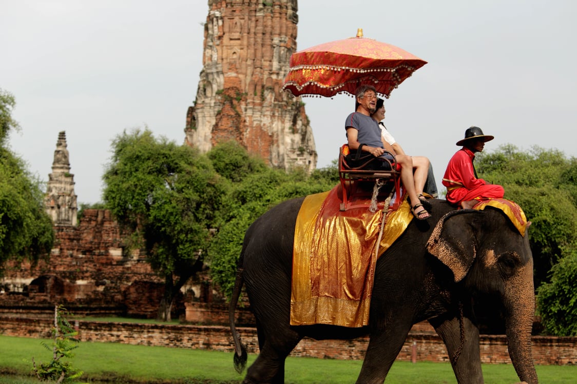 Tourists Riding Elephant